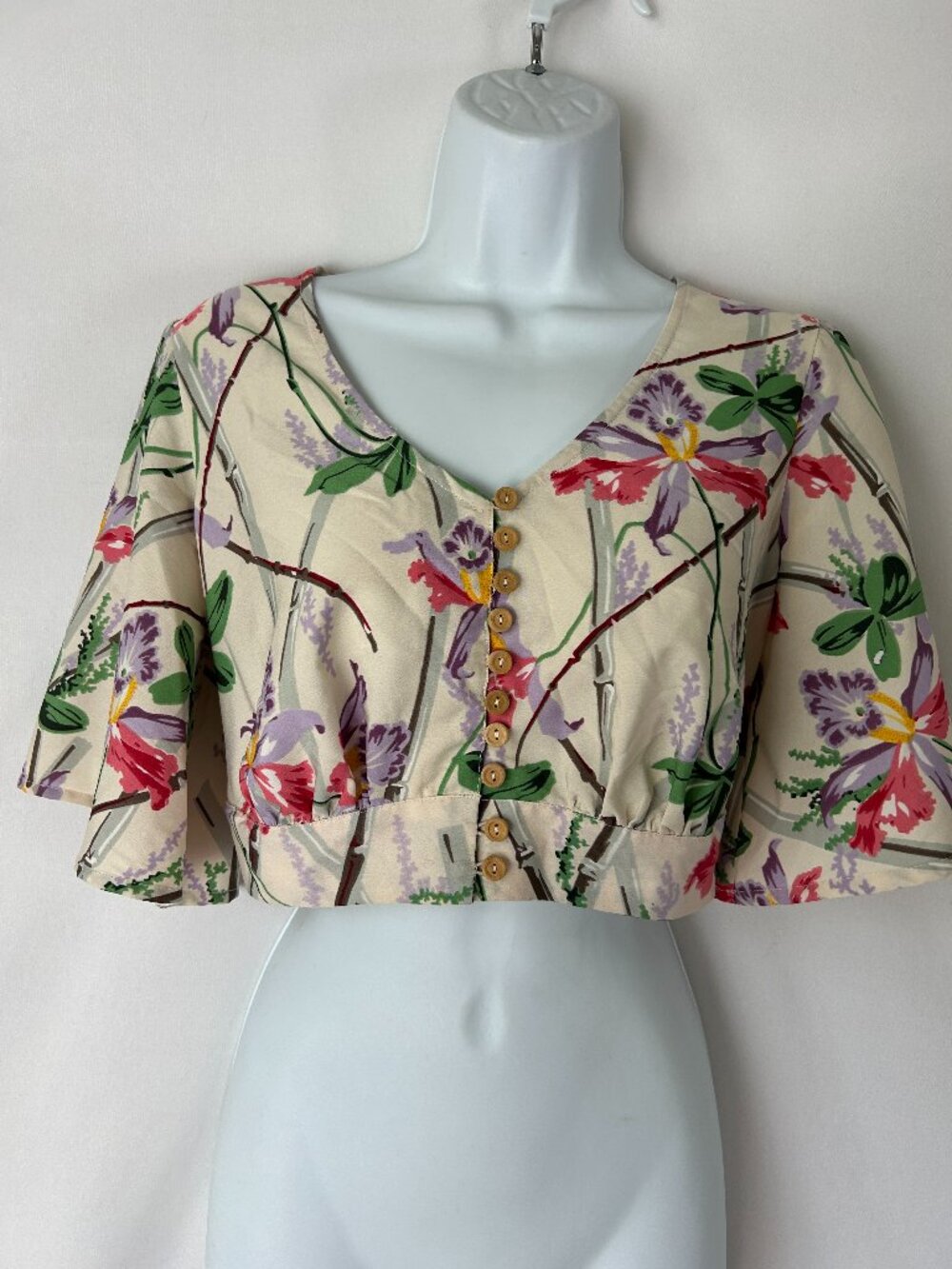 Hell Bunny Vixen Bamboo Floral  Crop Top S
